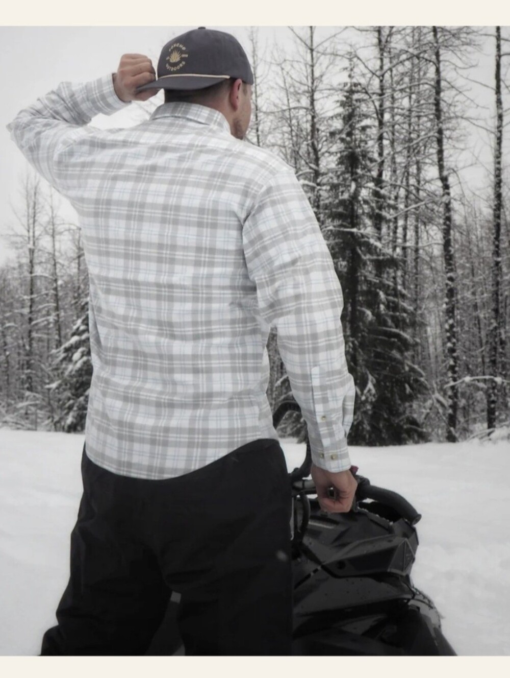 Poncho The Snowcat Slim Fit Performance Flannel Shirt White Plaid - M - Picture 6 of 13